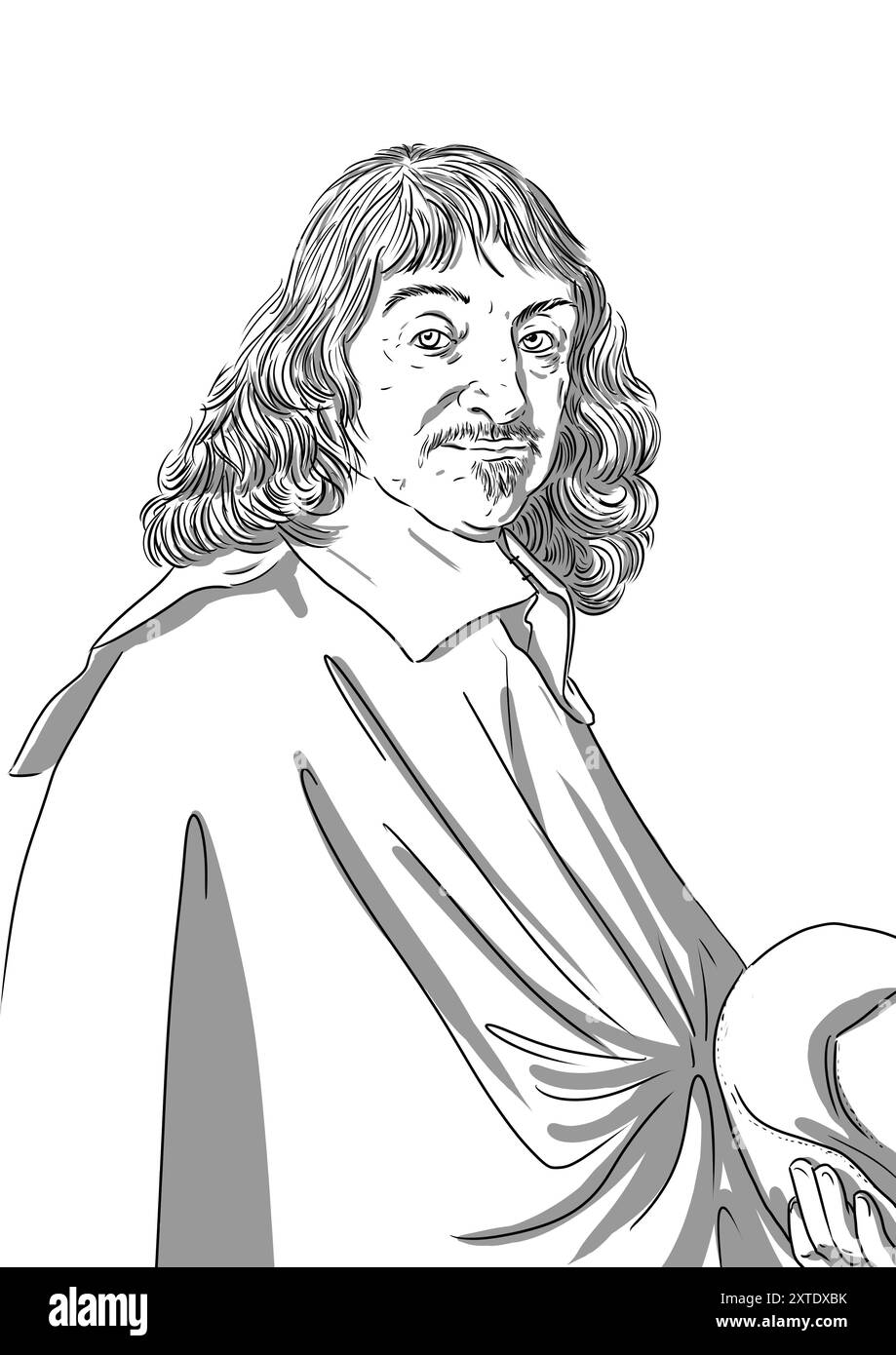 Portrait of René Descartes, French philosopher, scientist, and mathematician Stock Photo