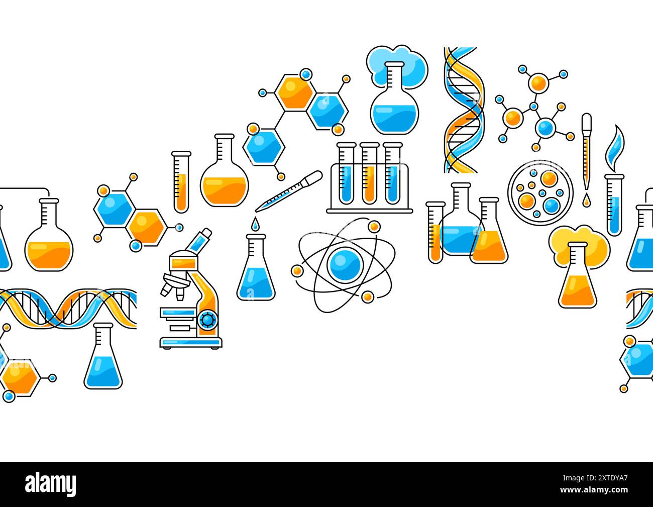 Pattern with science items. Medical concept image. Stock Vector