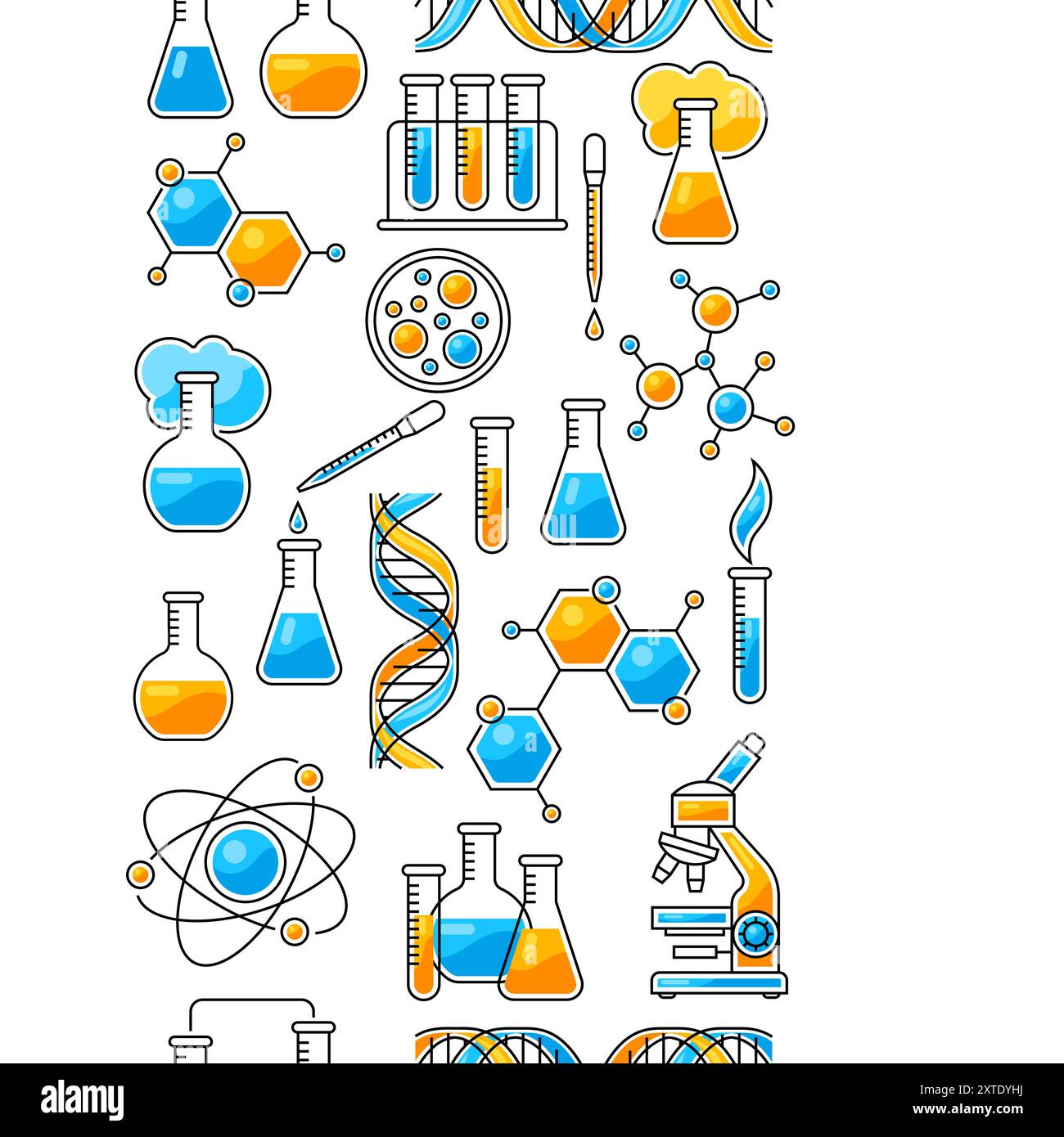Pattern with science items. Medical concept image. Stock Vector