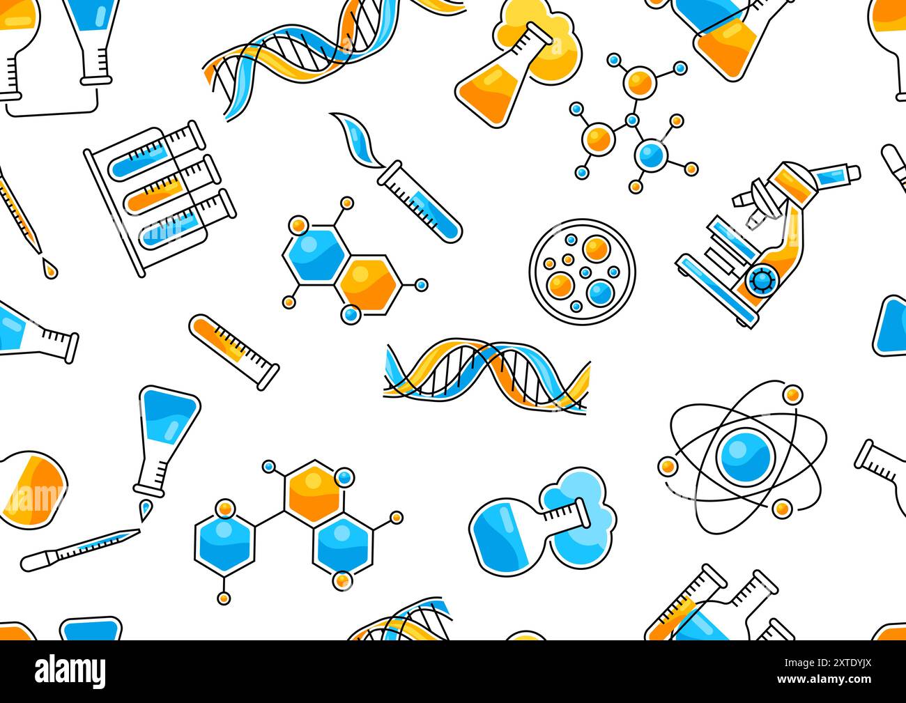 Pattern with science items. Medical concept image. Stock Vector
