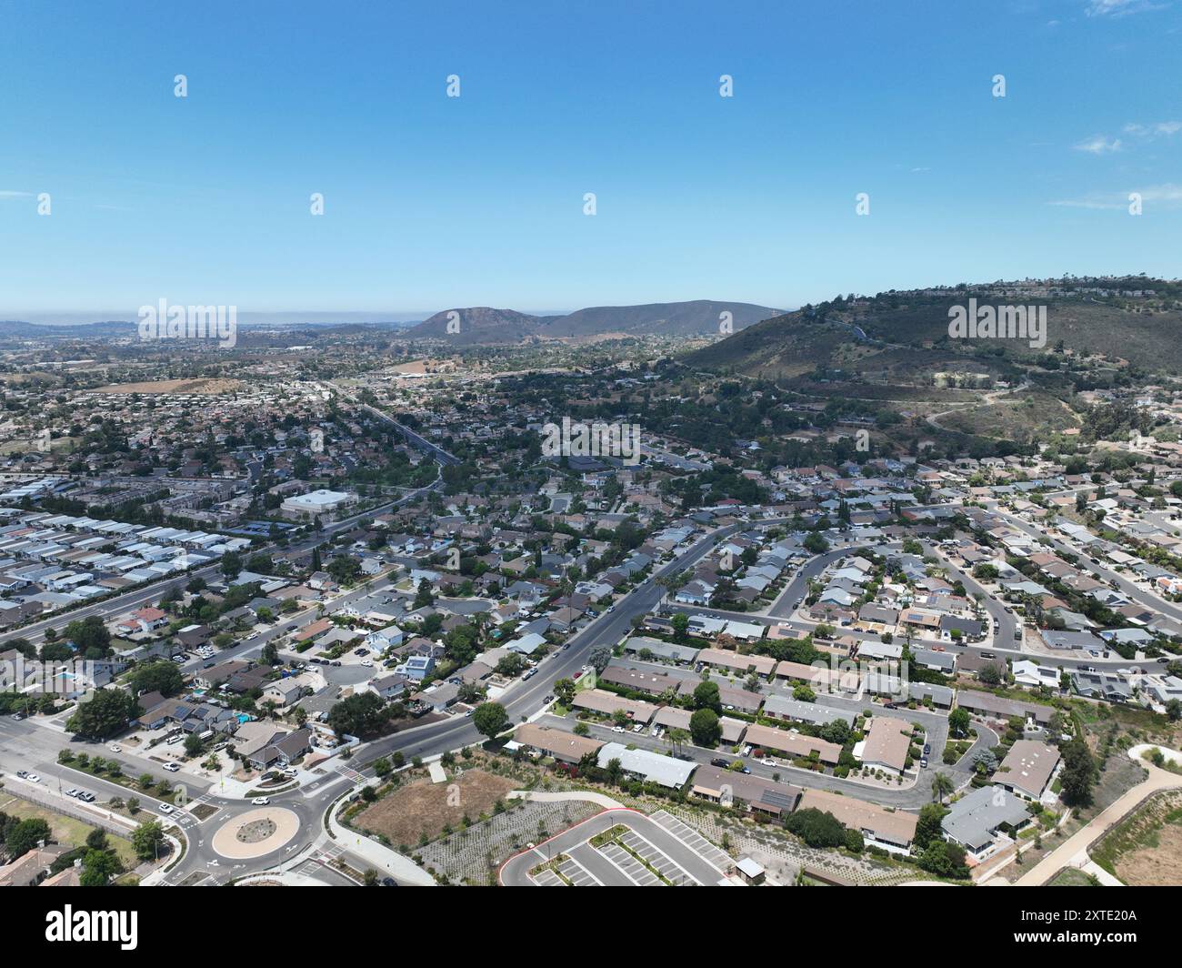 Aerial view of middle class community big houses, Escondido, South ...