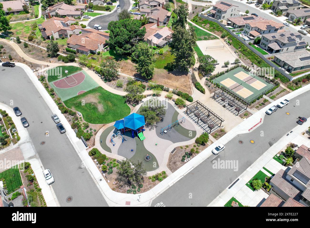 Aerial view of middle class community big houses, Escondido, South ...