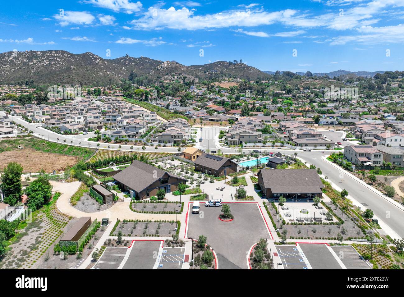 Aerial view of middle class community big houses, Escondido, South ...