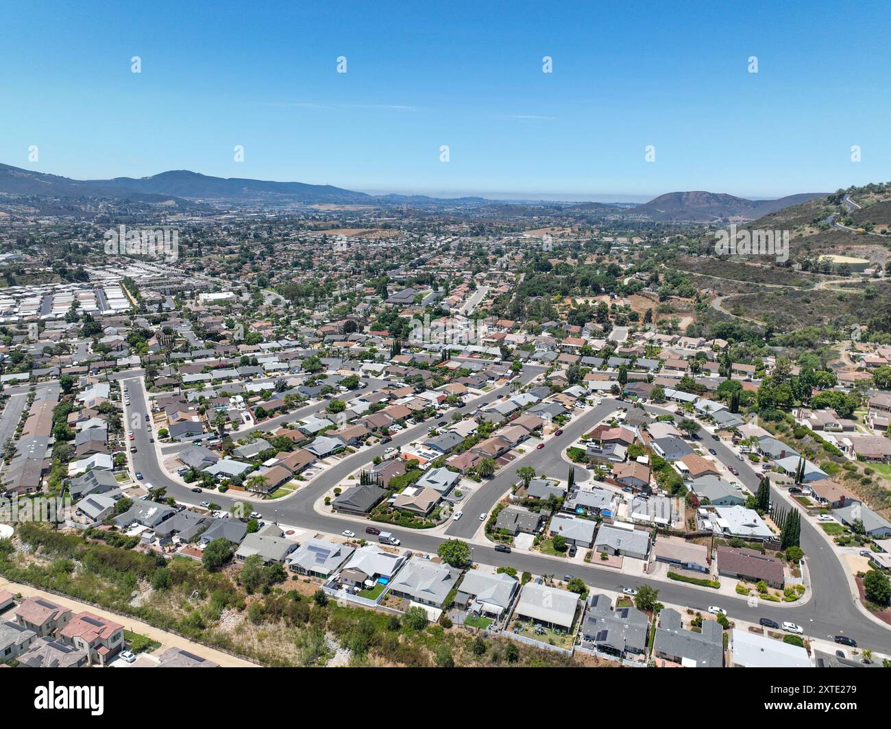 Aerial view of middle class community big houses, Escondido, South ...