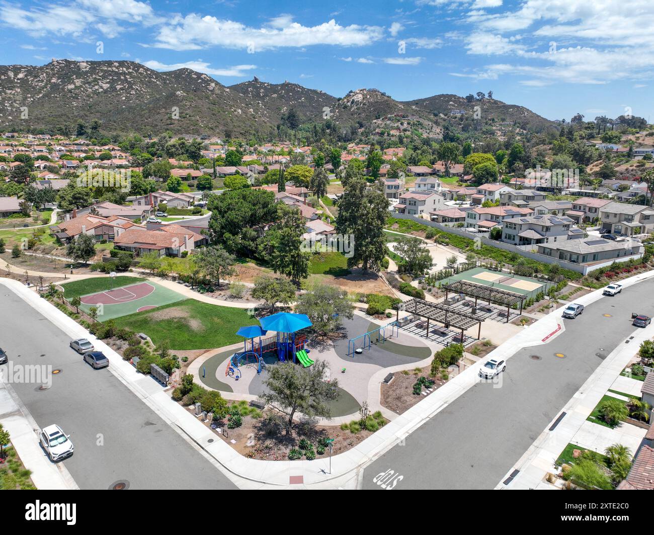 Aerial view of middle class community big houses, Escondido, South ...