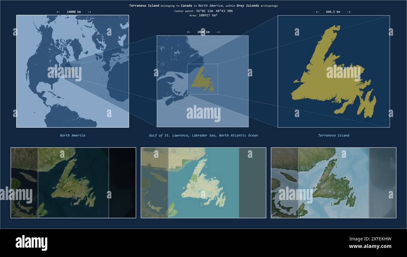 Terranova Island In The Labrador Sea Belonging To Canada Described Terranova Island In The Labrador Sea Belonging To Canada Described Location Diagram With Yellow Shape Of The Island And Sample Maps Of Its Surround 2XTEKHW 