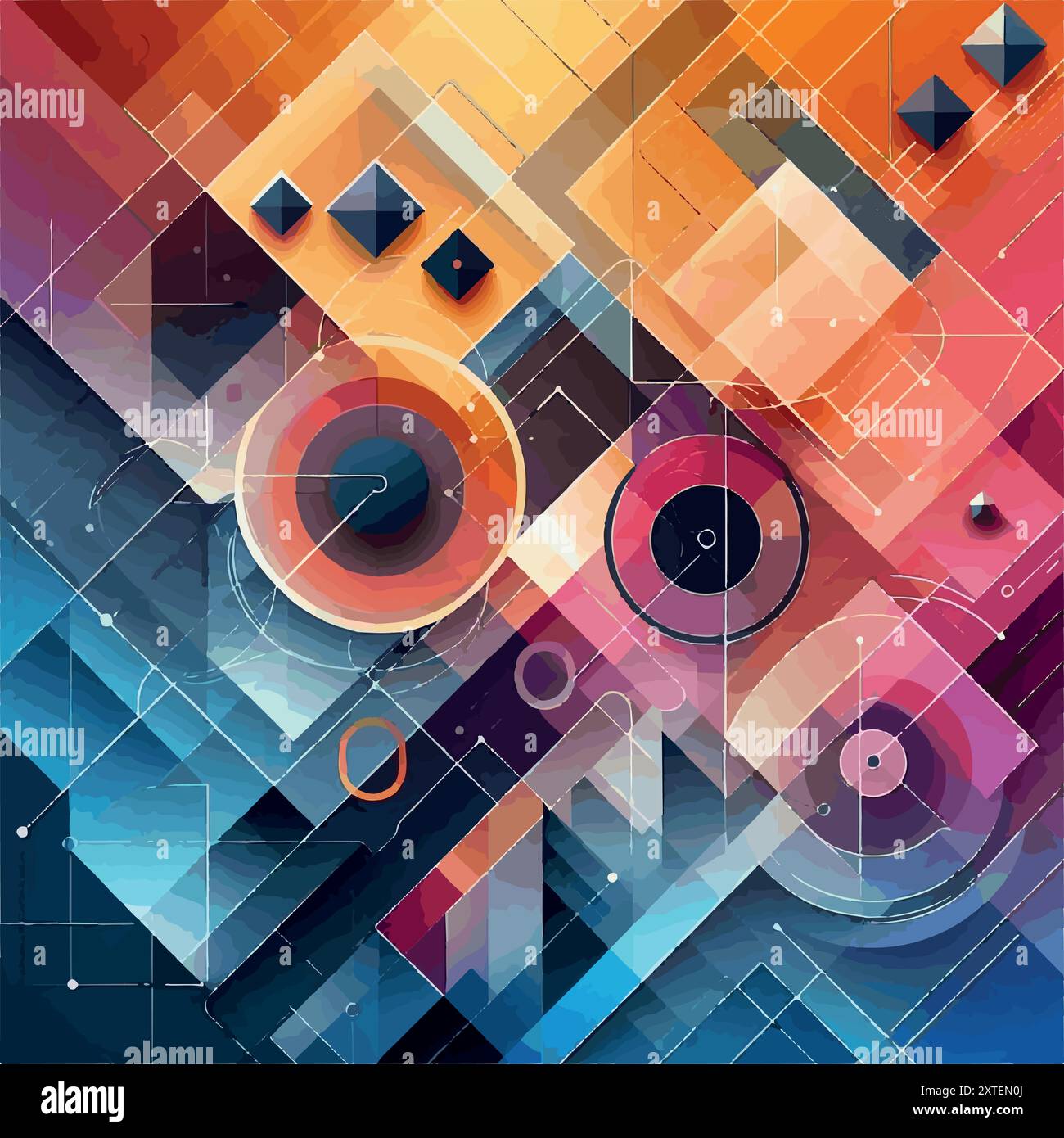 Design a geometric abstract background with overlapping shapes and ...