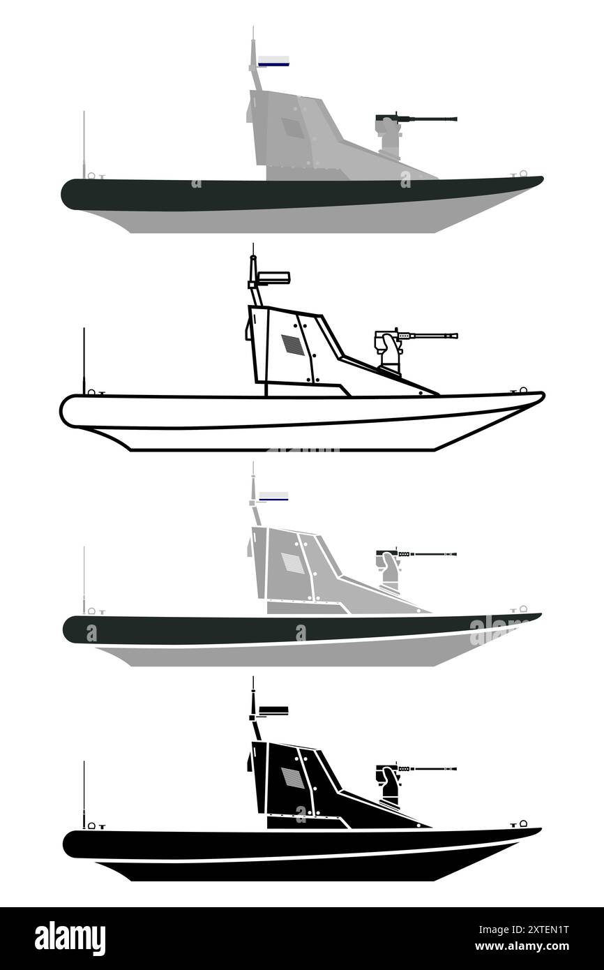 Unmanned surface vessel USV vector illustration Stock Vector