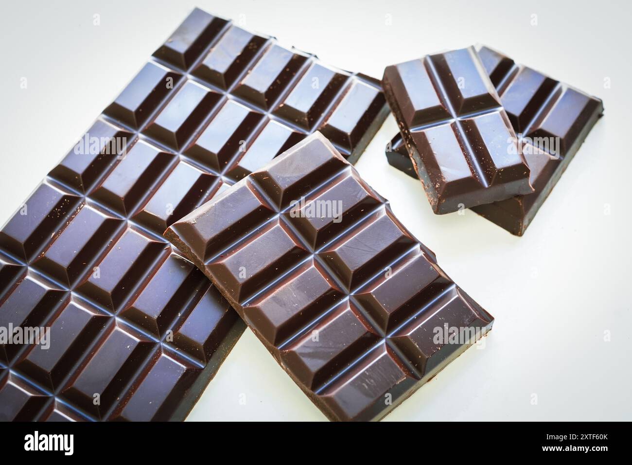 Baking  ingredients, chocolate bar on white background Stock Photo