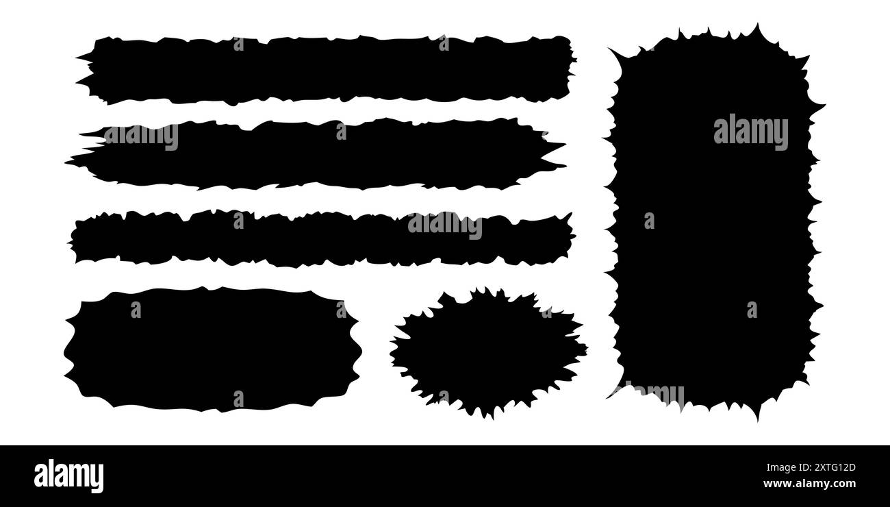 Black grunge texture. Torn paper isolated. Vector set Stock Vector ...