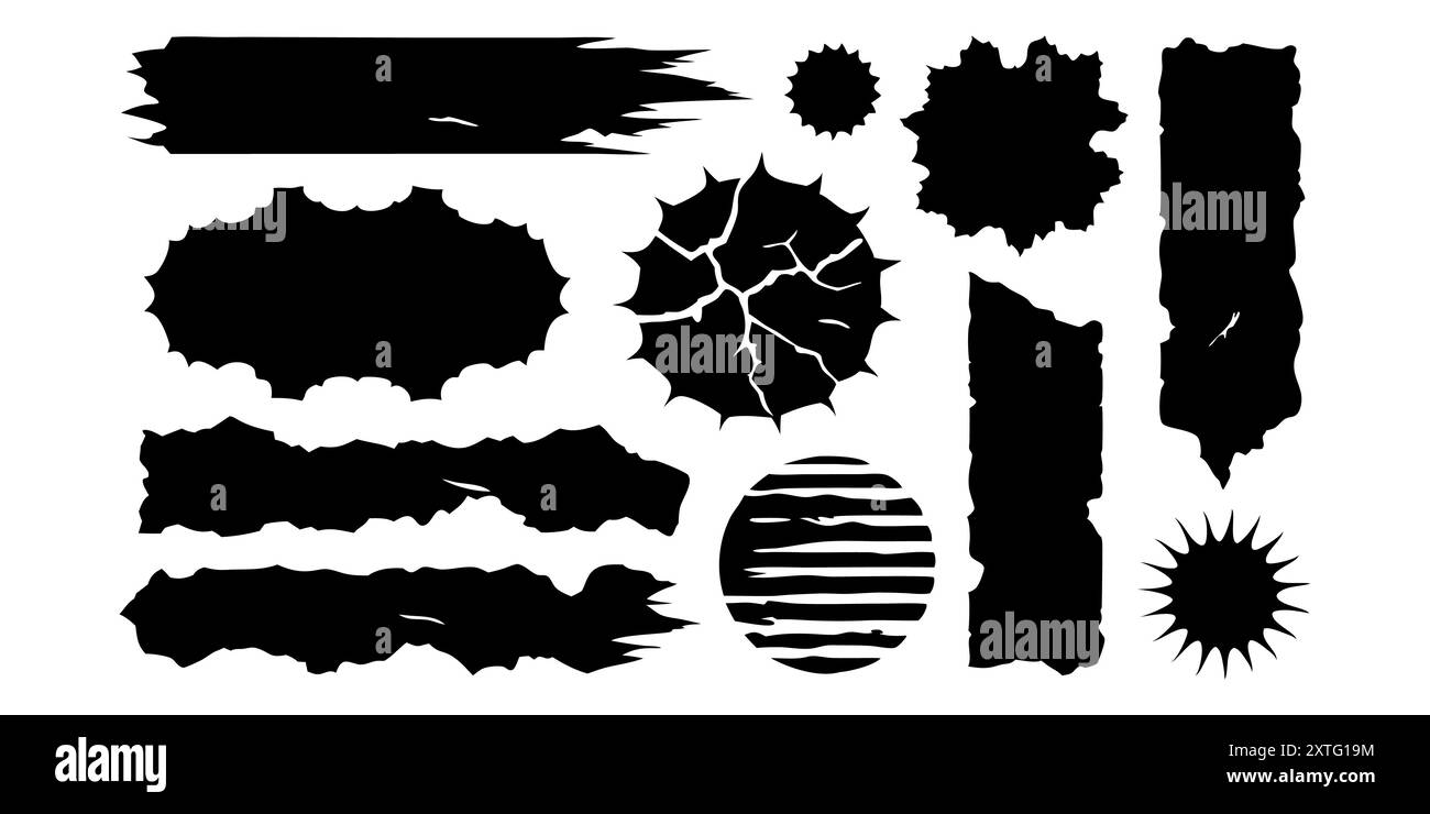 Black grunge texture. Torn paper isolated. Vector set Stock Vector ...