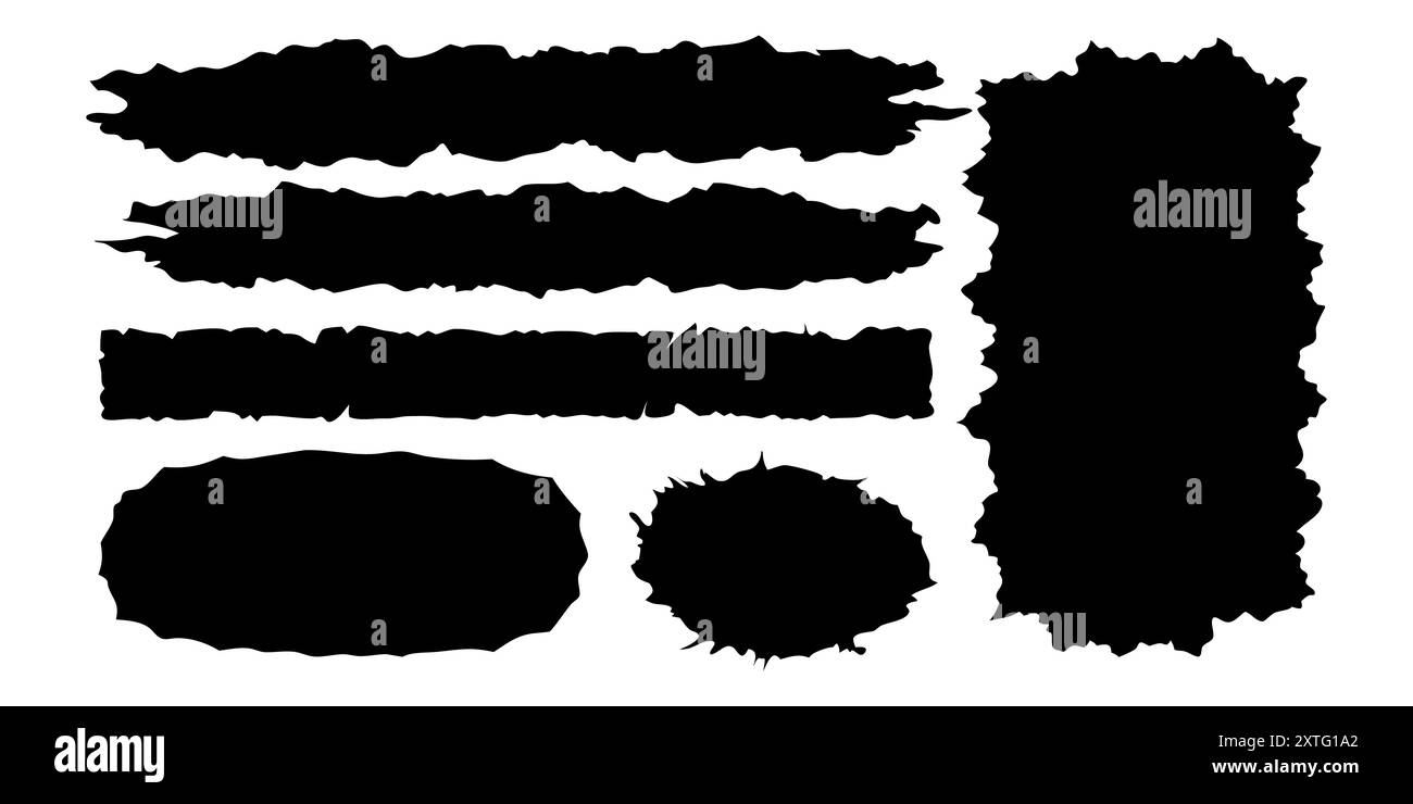 Black grunge texture. Torn paper isolated. Vector set Stock Vector ...
