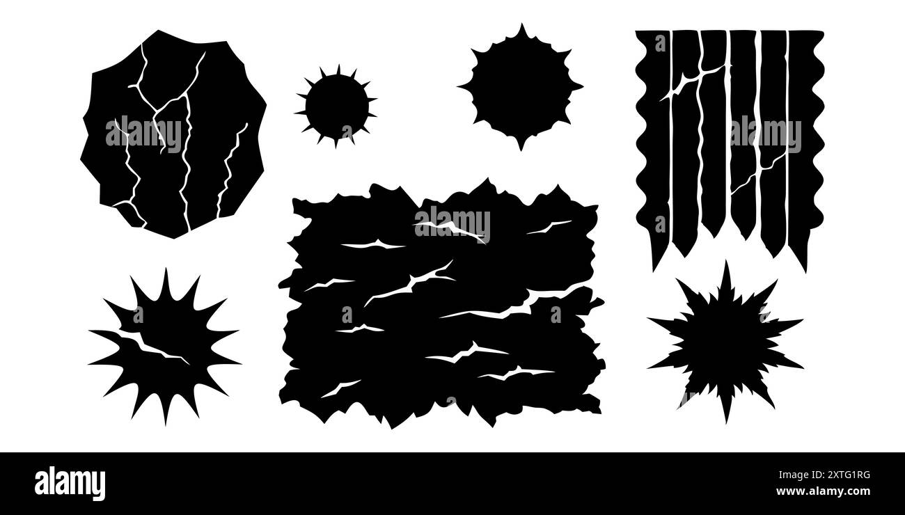 Black grunge texture. Torn paper isolated. Vector set Stock Vector ...