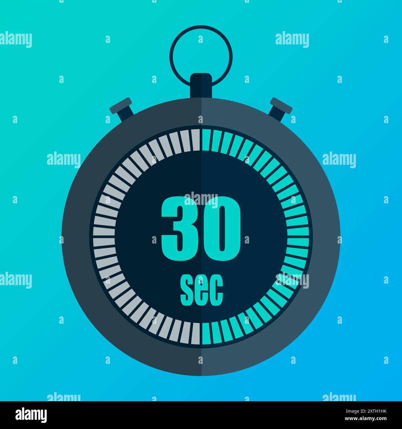 Digital stopwatch icon. Thirty seconds display. 30 seconds. Blue ...