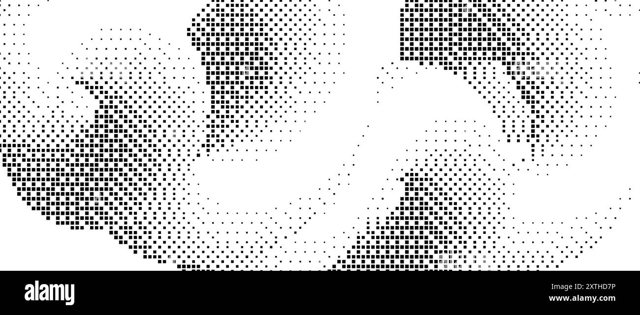 Pixelated gradient curved shape. Dotted dither squiggle texture ...
