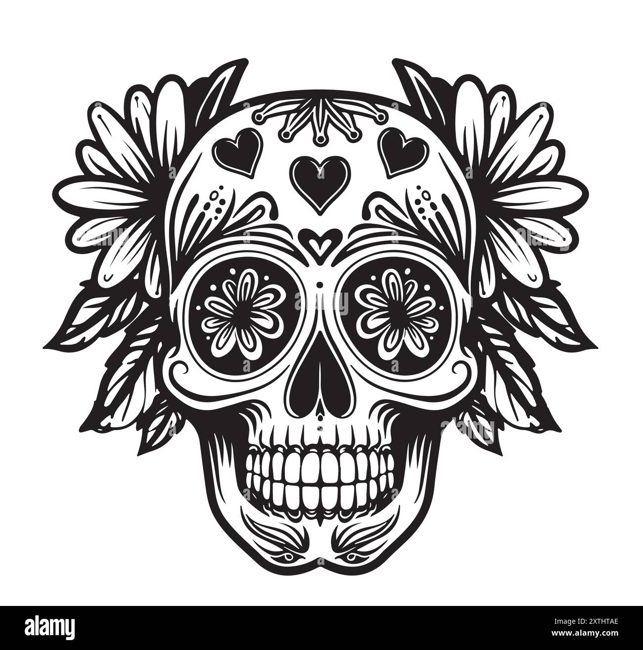 Skull Black And White Vector Art Stock Vector