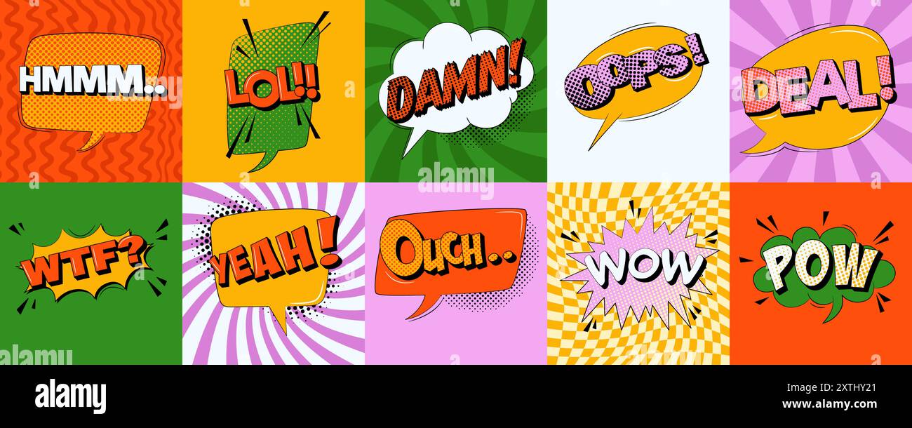 Comic speech bubbles in trendy pop art style Stock Vector Image & Art ...