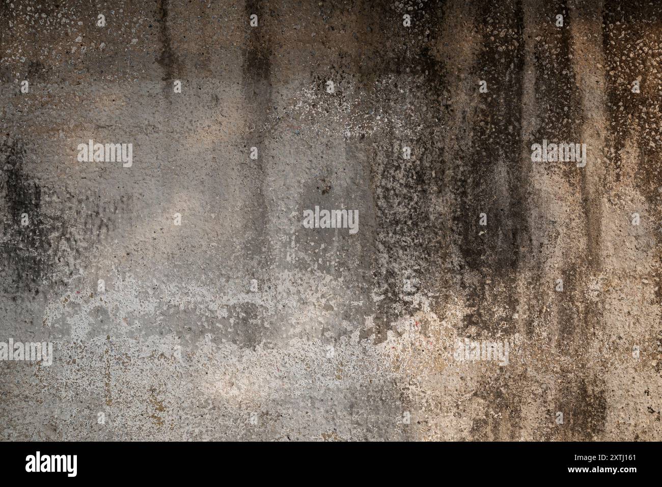 Front view of dirty, weathered and even wall. Abstract full frame textured grunge background with copy space. Stock Photo