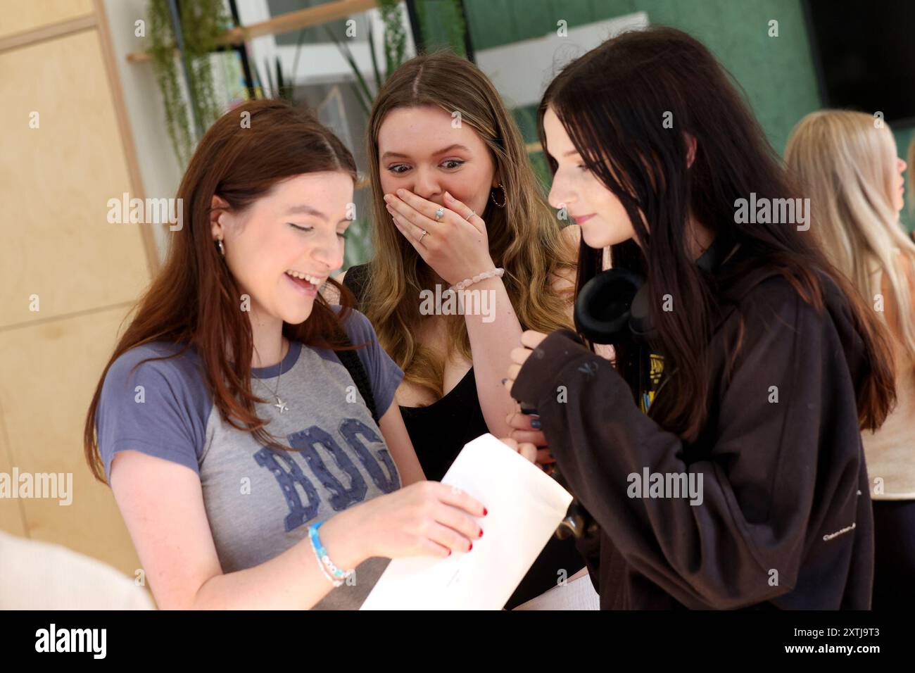A Level Results Day 2024 in Brighton, East Sussex, UK. Pictured are ...