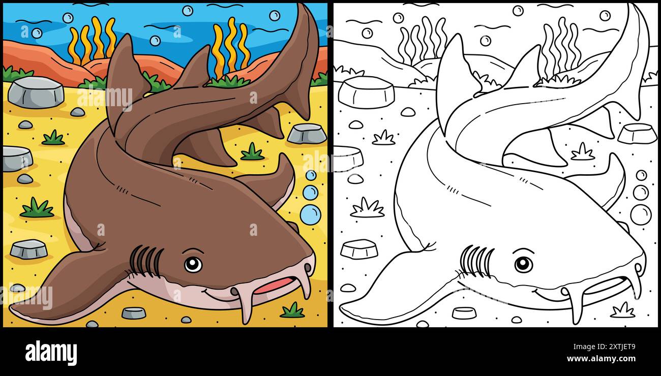 Nurse Shark Coloring Page Colored Illustration Stock Vector Image & Art - Alamy
