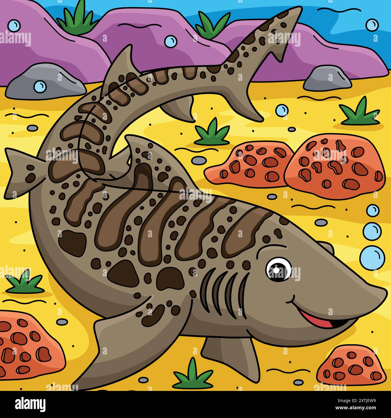 Leopard Shark Colored Cartoon Illustration Stock Vector Image & Art - Alamy