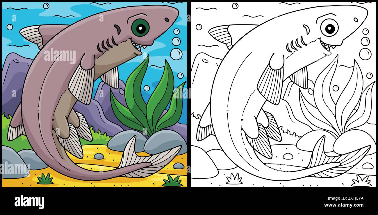 Dwarf Lantern Shark Coloring Page Illustration Stock Vector Image & Art ...