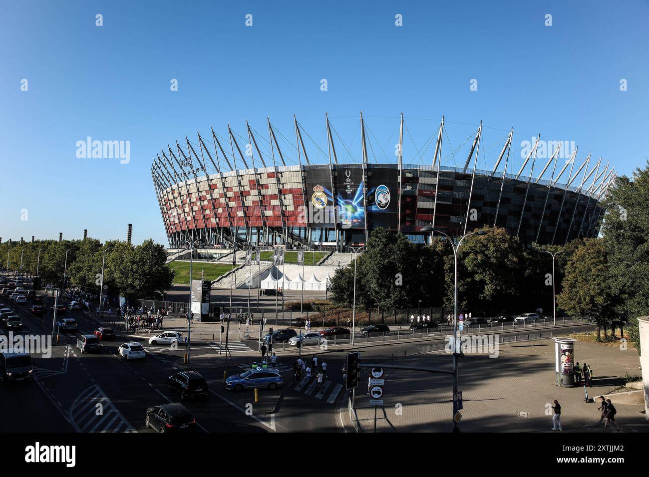 2024.08.14 Warszawa Warsaw PGE Stadion Narodowy National Stadium Pilka nozna Superpuchar Europy UEFA Sezon 2024 Real Madryt - Atalanta Bergamo N/z kibice i stadion przed meczem stadium and fans before match Foto Szymon Gorski/PressFocus 2024.08.14 Warszawa Warsaw PGE Stadion Narodowy National Stadium Football UEFA Super Cup Final 2024 Real Madryt - Atalanta Bergamo kibice i stadion przed meczem stadium and fans before match Credit: Szymon Gorski/PressFocus /NEWSPIX.PL --- Newspix.pl POLAND OUT !!! Newspix/PRESSINPHOTO Credit: PRESSINPHOTO SPORTS AGENCY/Alamy Live News Stock Photo