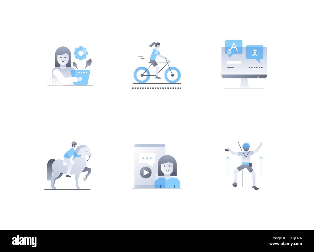Active entertainment and recreation - flat design style icons set Stock ...