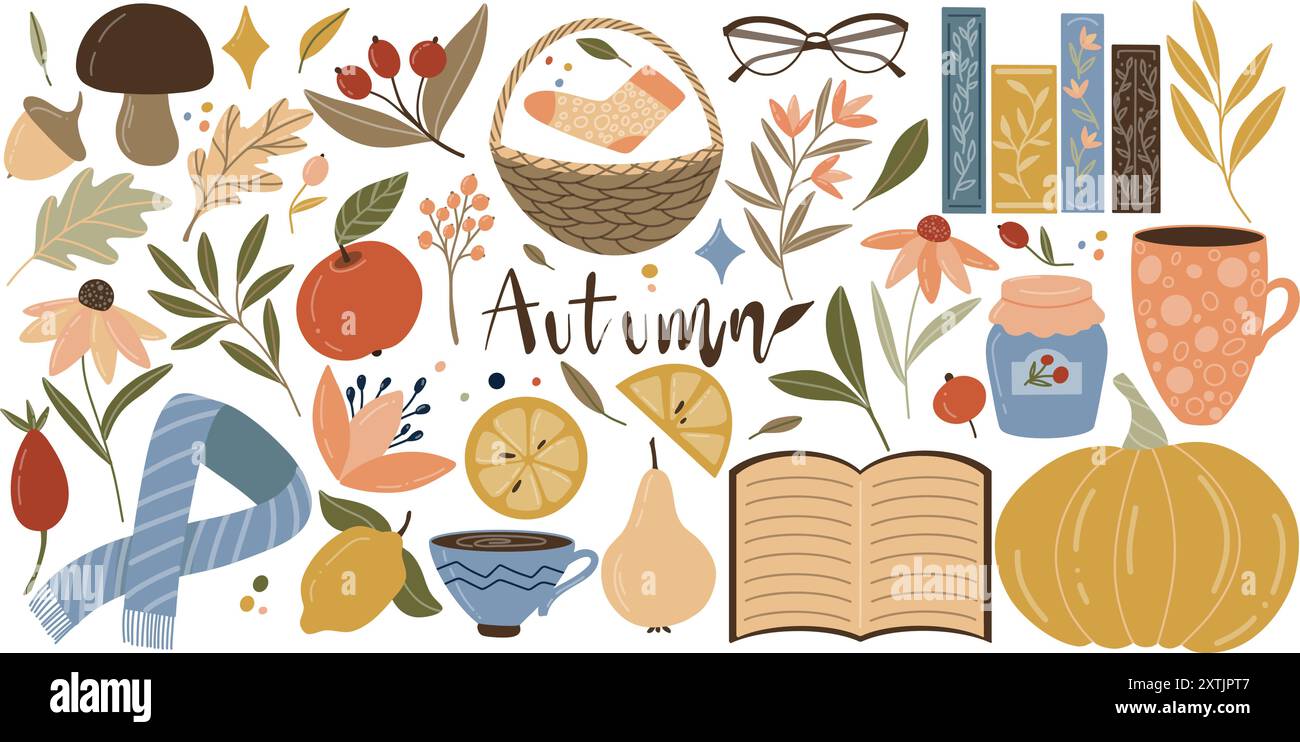 Fall themed basket pumpkin Stock Vector Images - Alamy