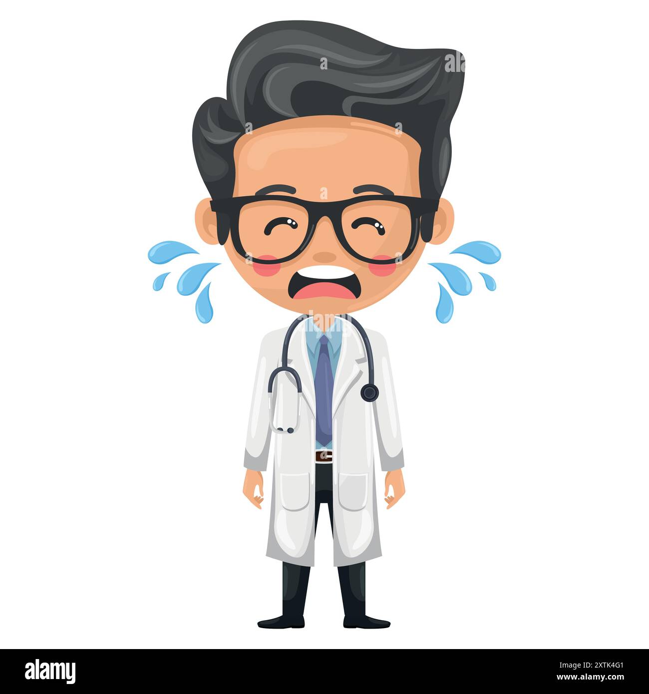 Crying doctor symbolizing the humanity and vulnerability of healthcare professionals, highlighting the emotional stress and mental burden they face in Stock Vector