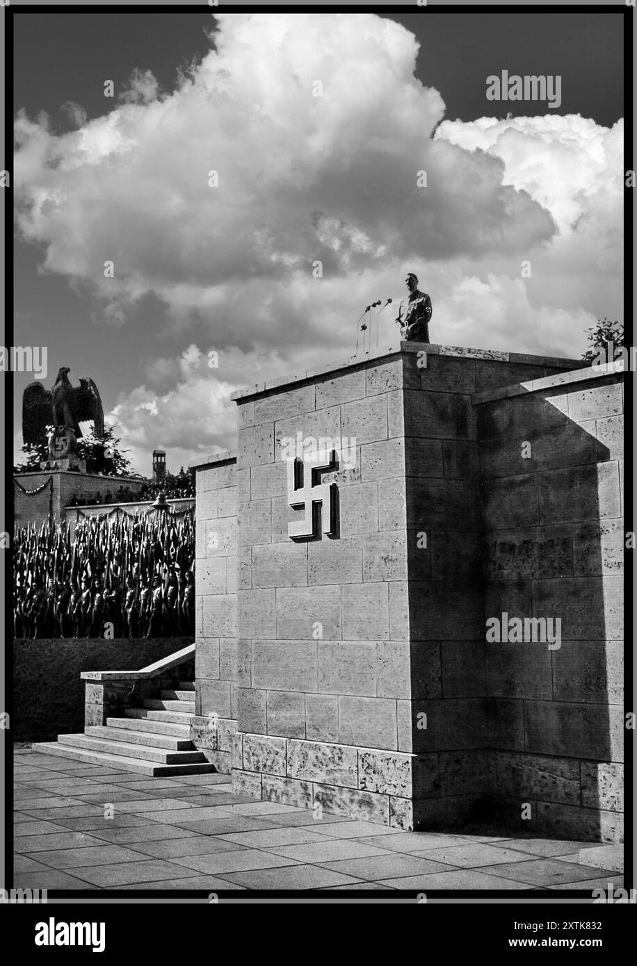 German propaganda photograph Hitler laying foundation wall 1935 German propaganda photograph Hitler laying foundation wall 1935