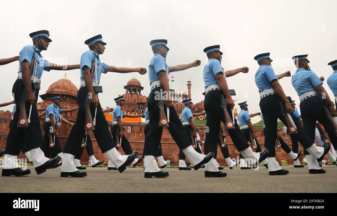 Indian Air Force (IAF) contingent march during the 78th Independence ...
