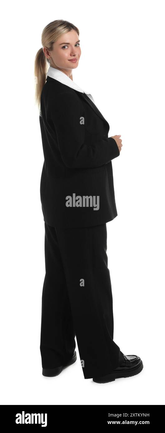 Woman wearing black suit jacket fashion Cut Out Stock Images & Pictures ...
