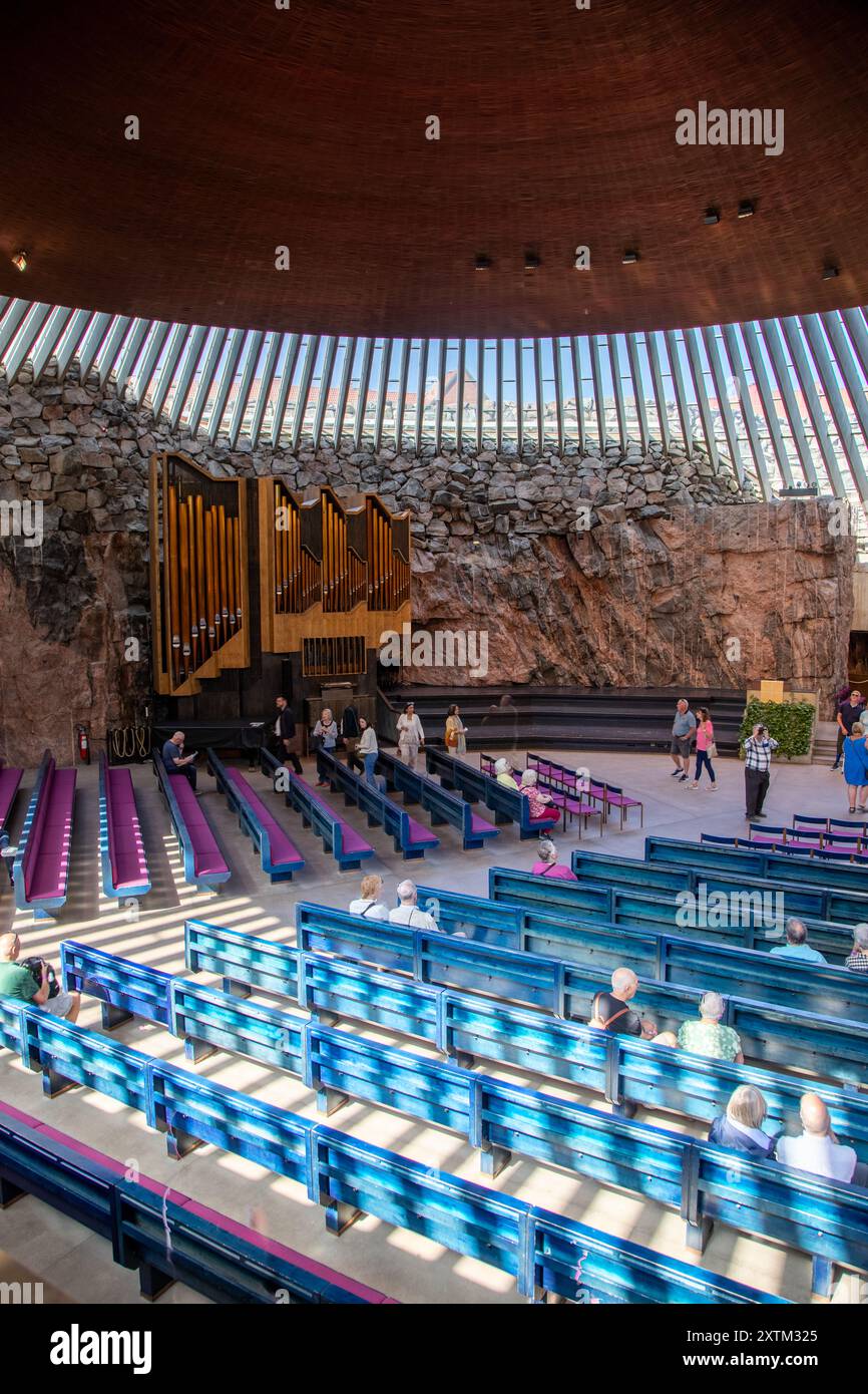 Auditorium in the Temppeliaukio Church, Helsinki, Finland Stock Photo