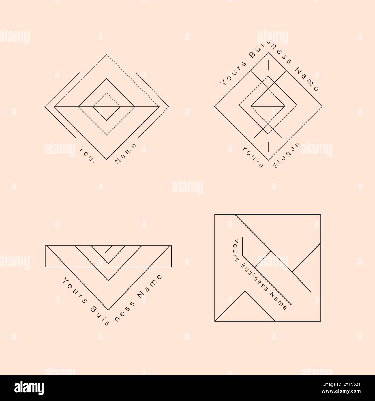 Minimalist Geometric Business Logo Set in Modern Abstract Style Stock Vector
