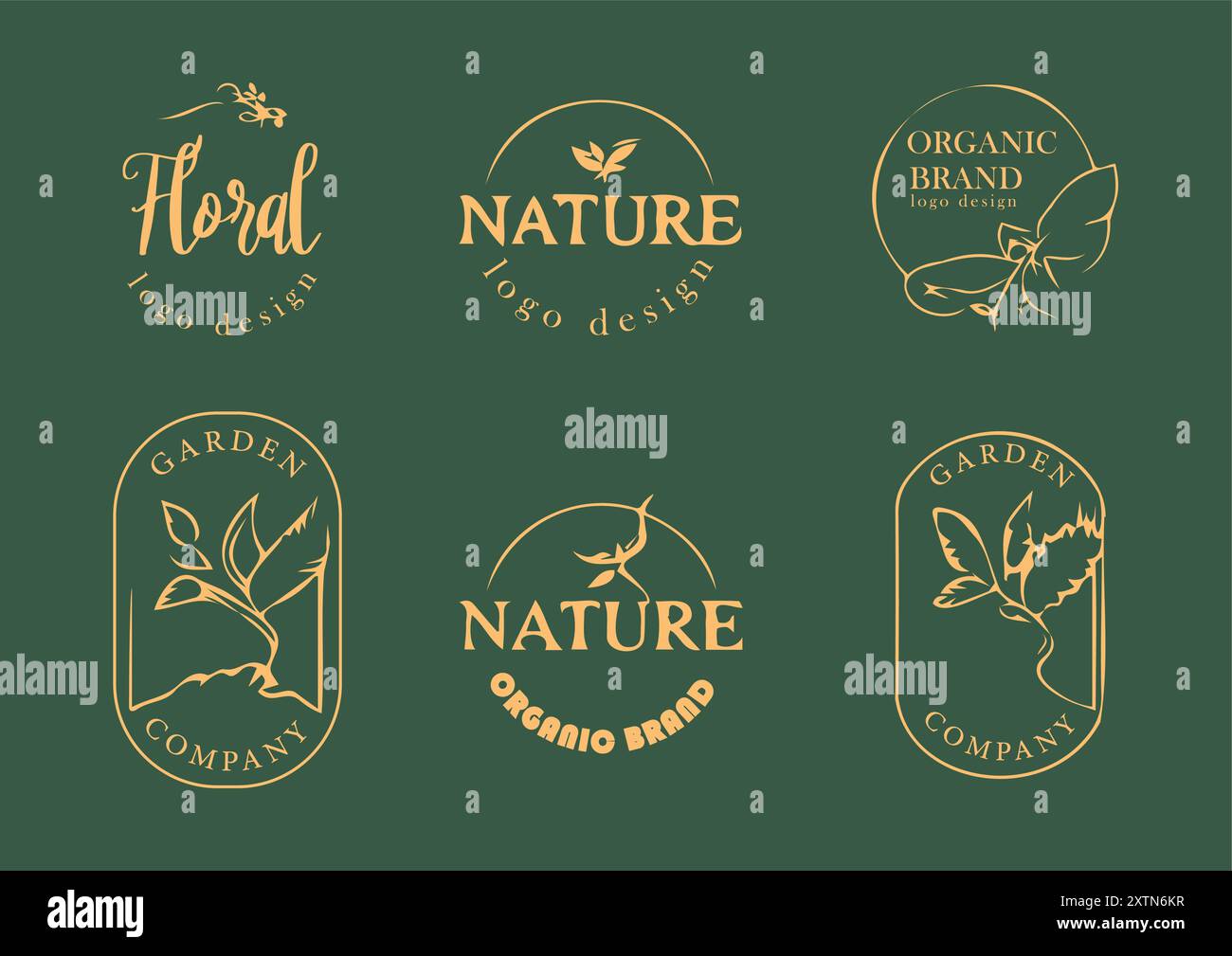 Elegant Nature-Themed Logo Collection Stock Vector