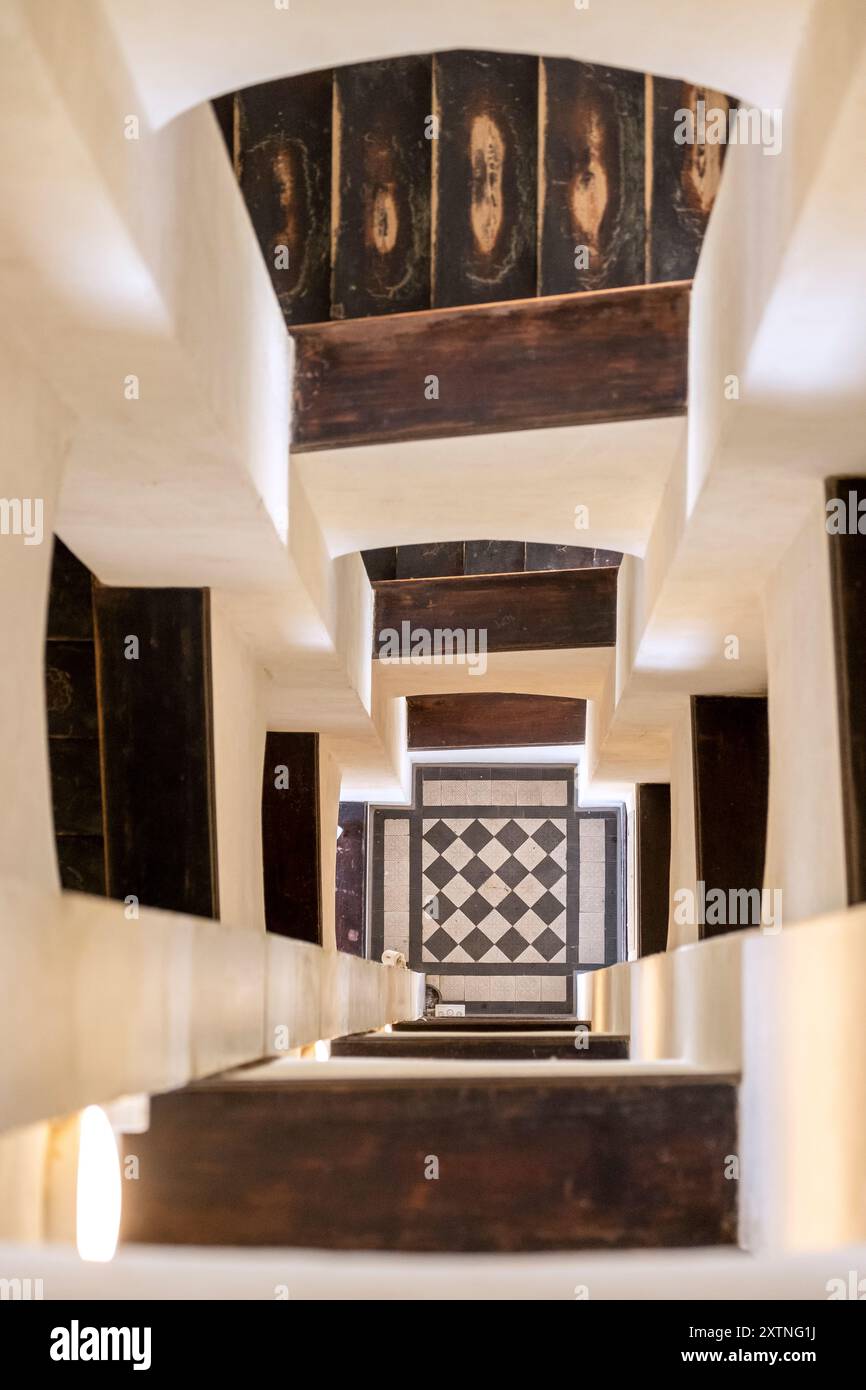 Interior of the Blåvandshuk Lighthouse on the west coast of Denmark ...