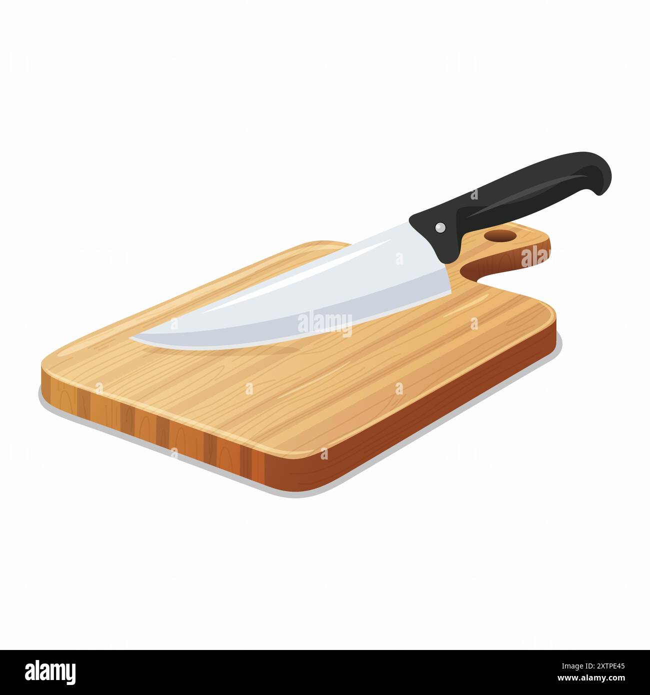 Flat Vector Wooden Cutting Board with Kitchen Knife Icon. Cutting Board ...