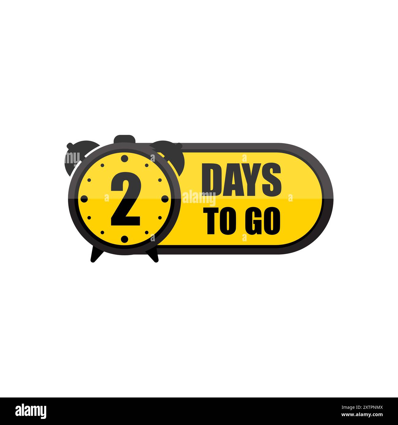 Countdown timer illustration. Number two focus. Bold 2 days to go text ...