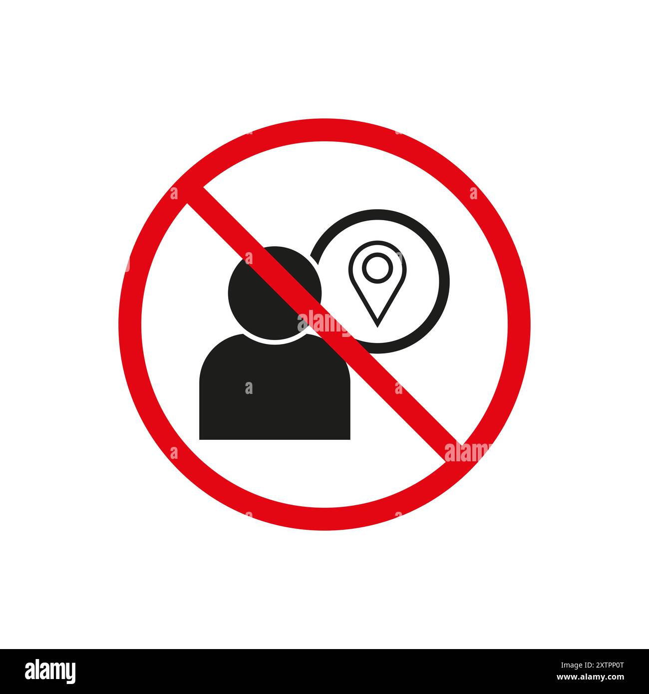 No tracking icon. Prohibited sign. Person and location symbol. Red ...