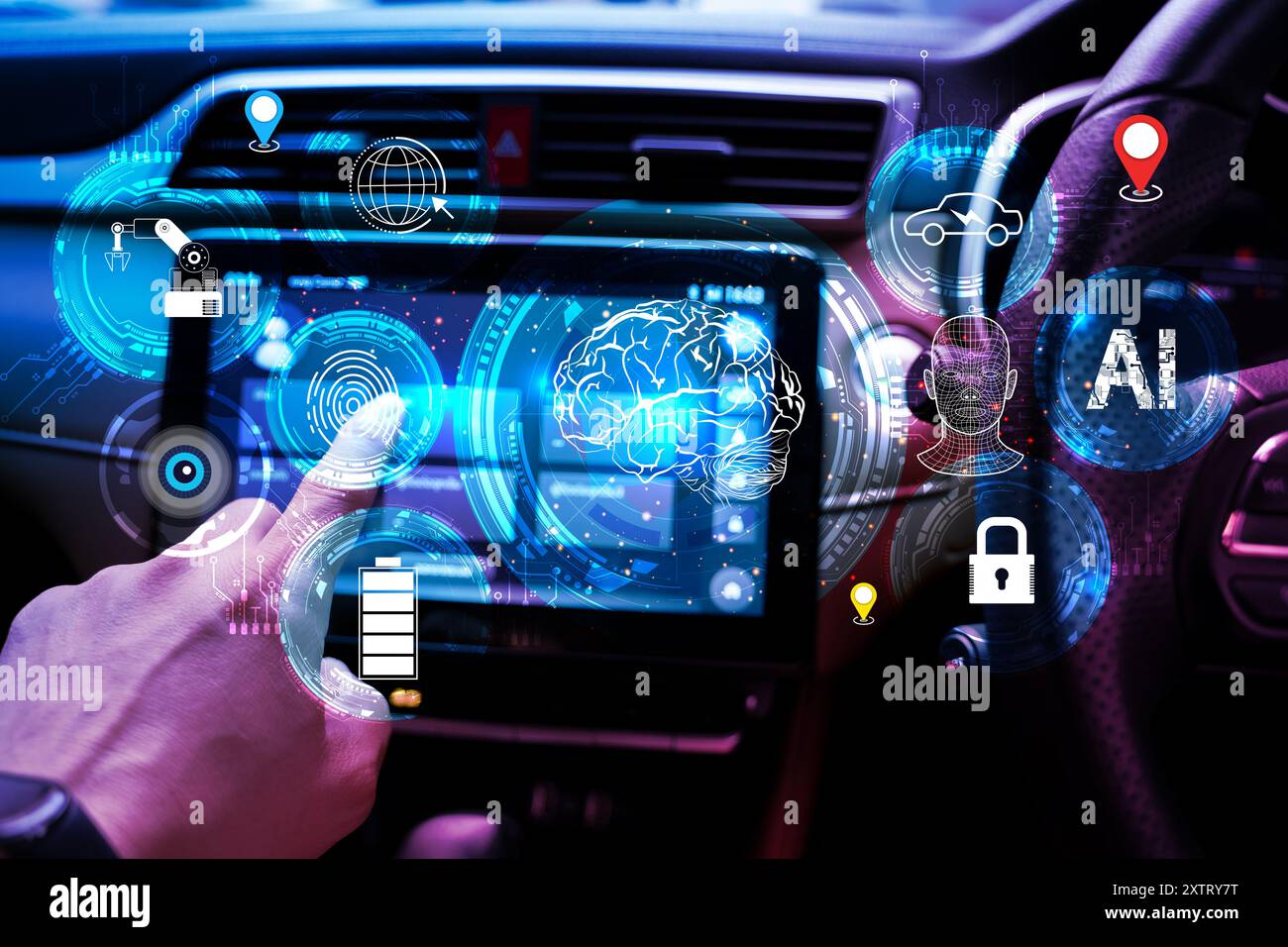 Modern smart car technology intelligent system using Heads up display ...