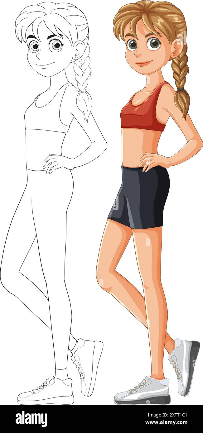 Illustration of a girl in athletic attire Stock Vector Image & Art - Alamy