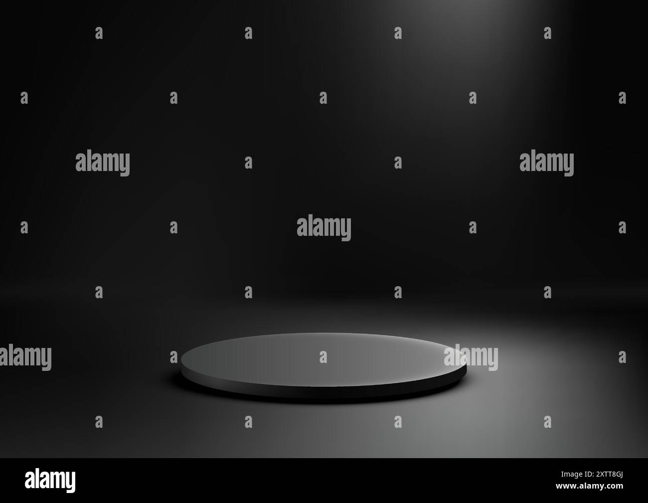 3D Black Circular Podium in Spotlight with Dark Background for ...