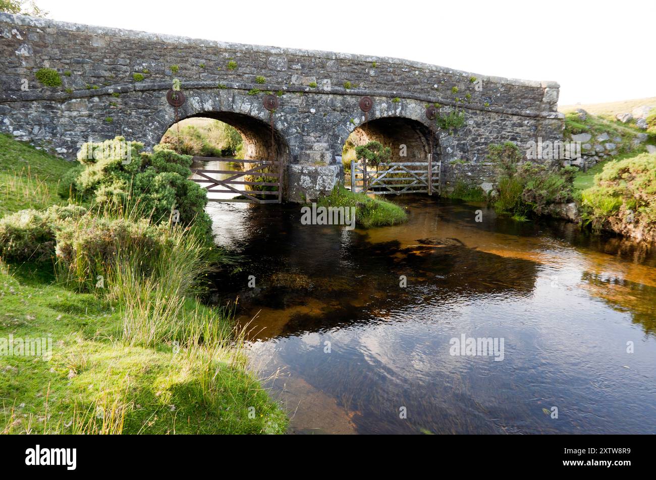 Cherry Brook Bridge, near Smith Hill Farm, Dartmoor, Devon Stock Photo