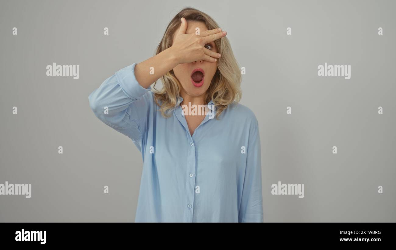 Surprised blonde woman covers hi-res stock photography and images - Alamy