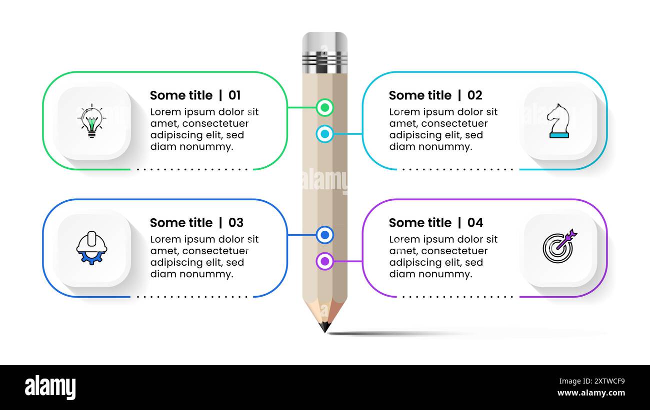 Infographic template with icons and 4 options or steps. Pencil. Can be ...