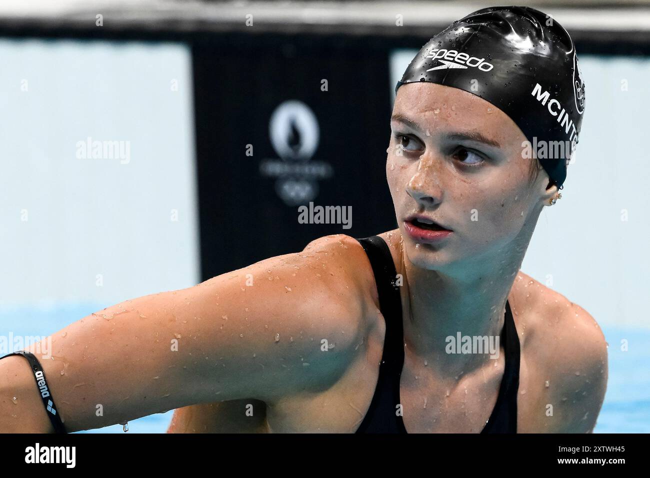 Summer Mcintosh of Canada reacts after winning the gold medal in the
