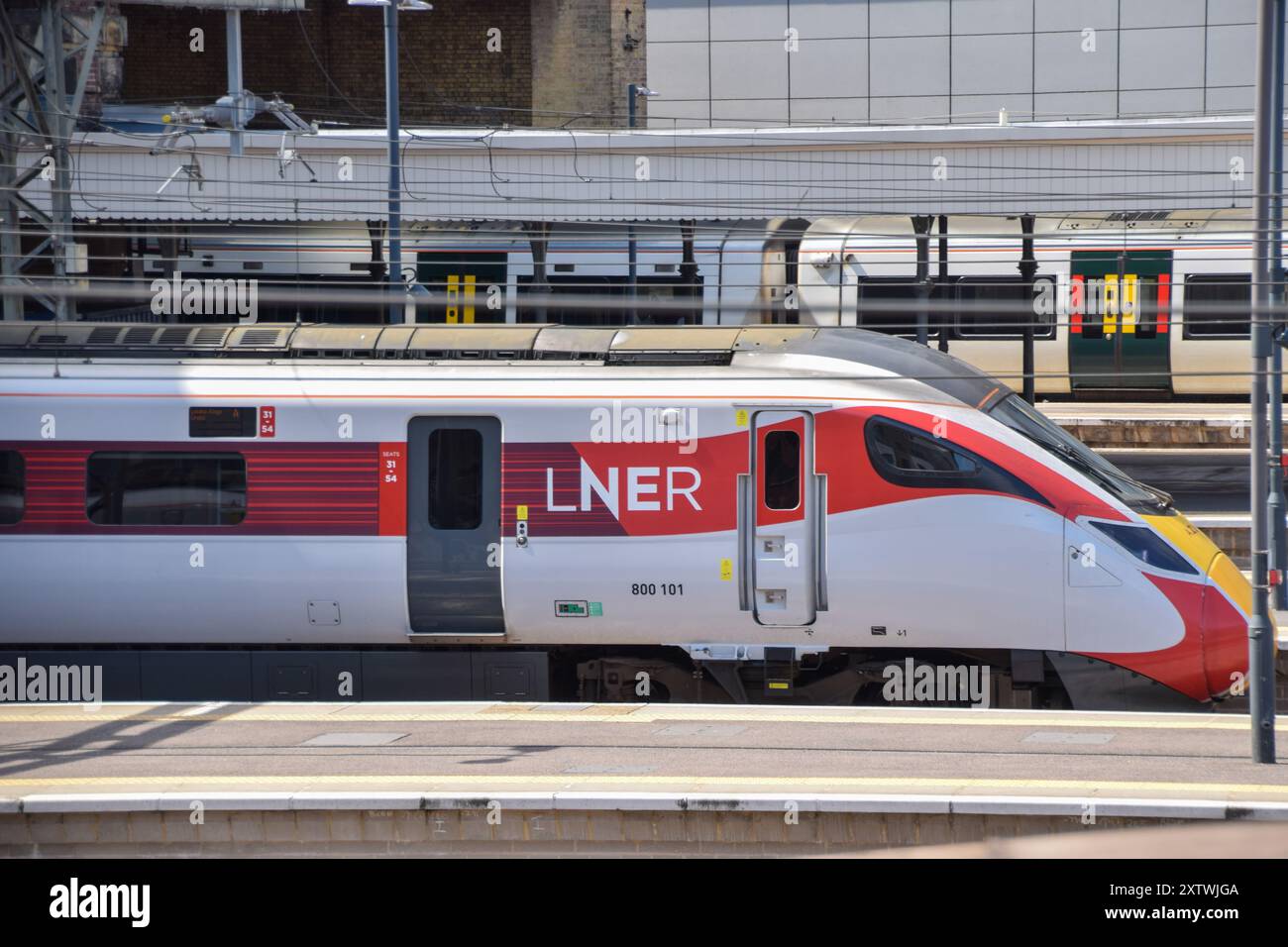 London, UK. 16th August 2024. LNER train at King's Cross station as ASLEF union announces that train drivers at London North Eastern Railway will strike on weekends in September, October, and November. Credit: Vuk Valcic/Alamy Live News Stock Photo