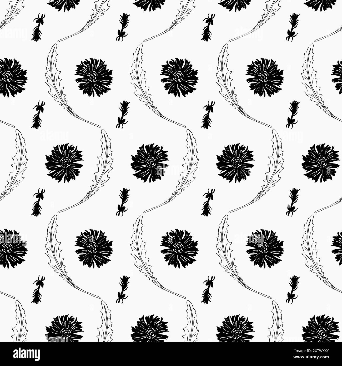 Seamless botanical floral pattern Black and White Stock Photos & Images ...