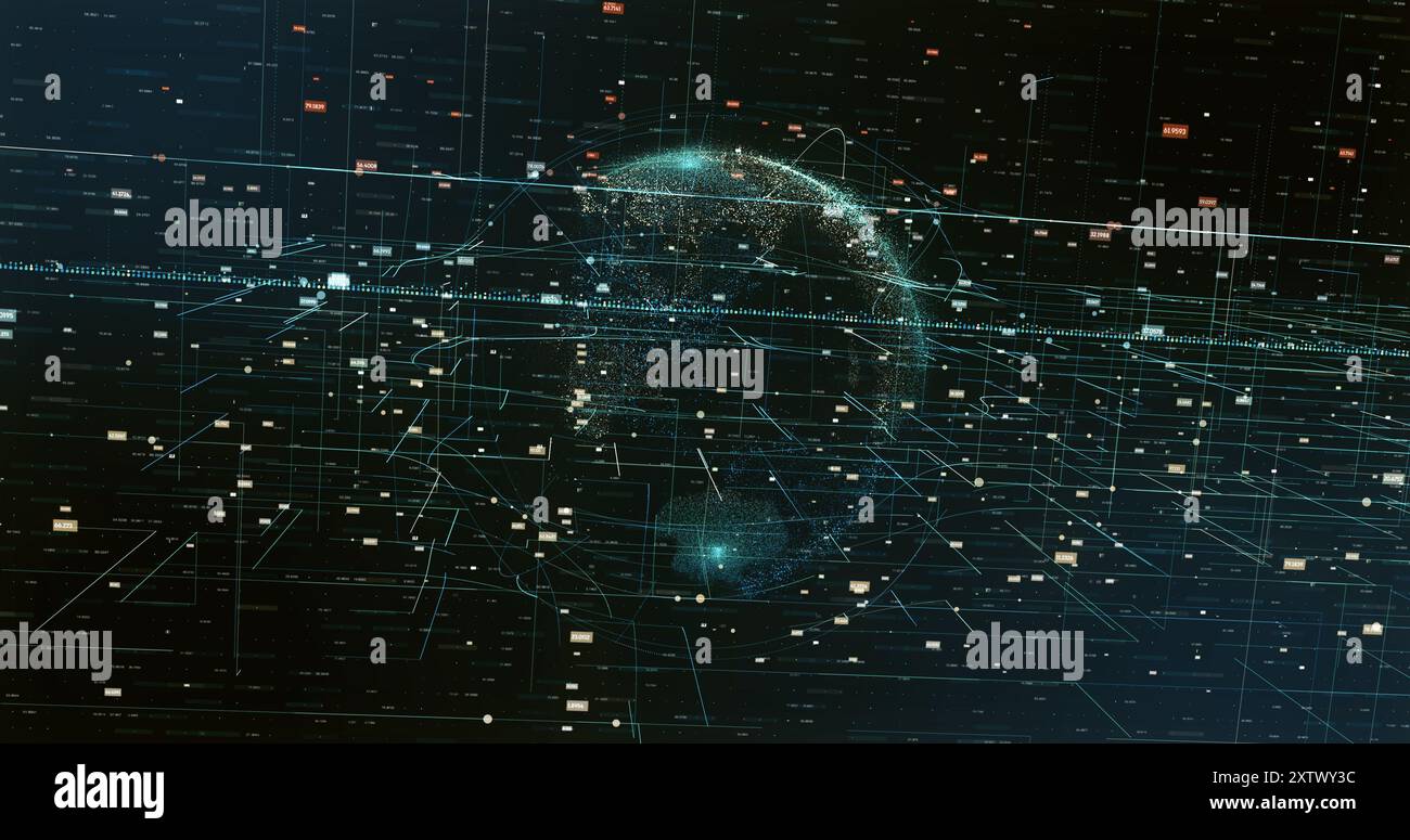 World map binary code rendering hi-res stock photography and images - Alamy